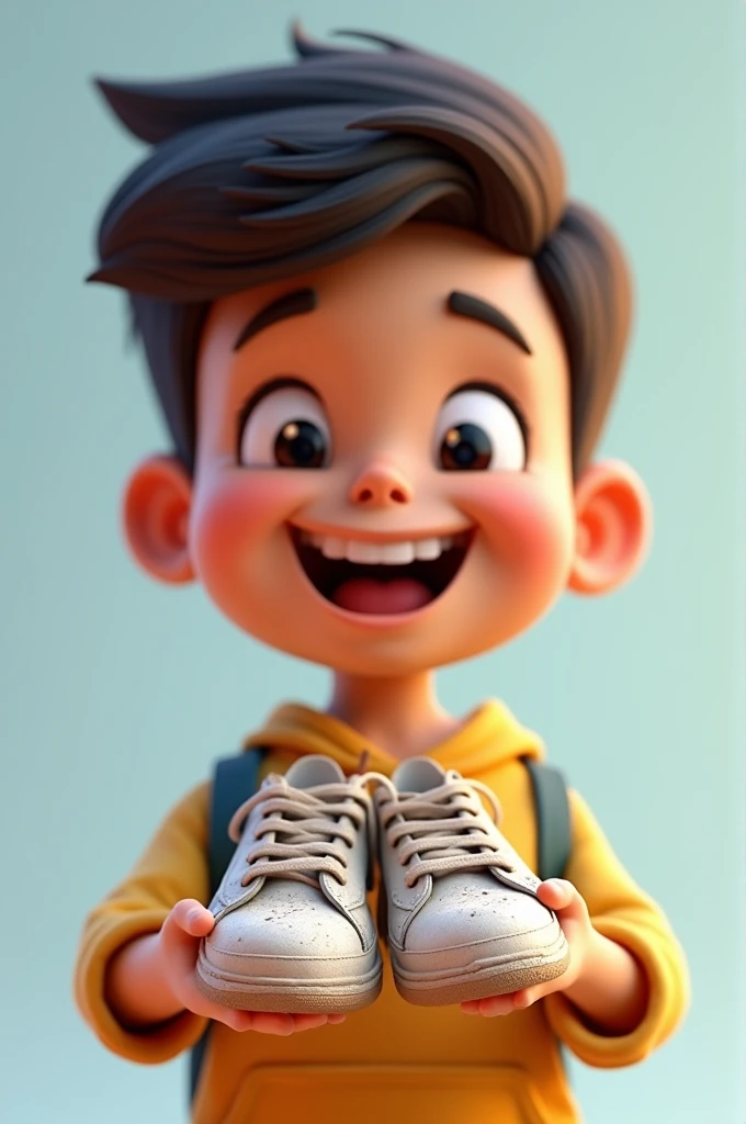 Smiling Memoji with dirty sneakers in hand