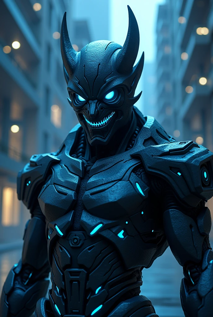 create an evil blue and black computer science college mascot