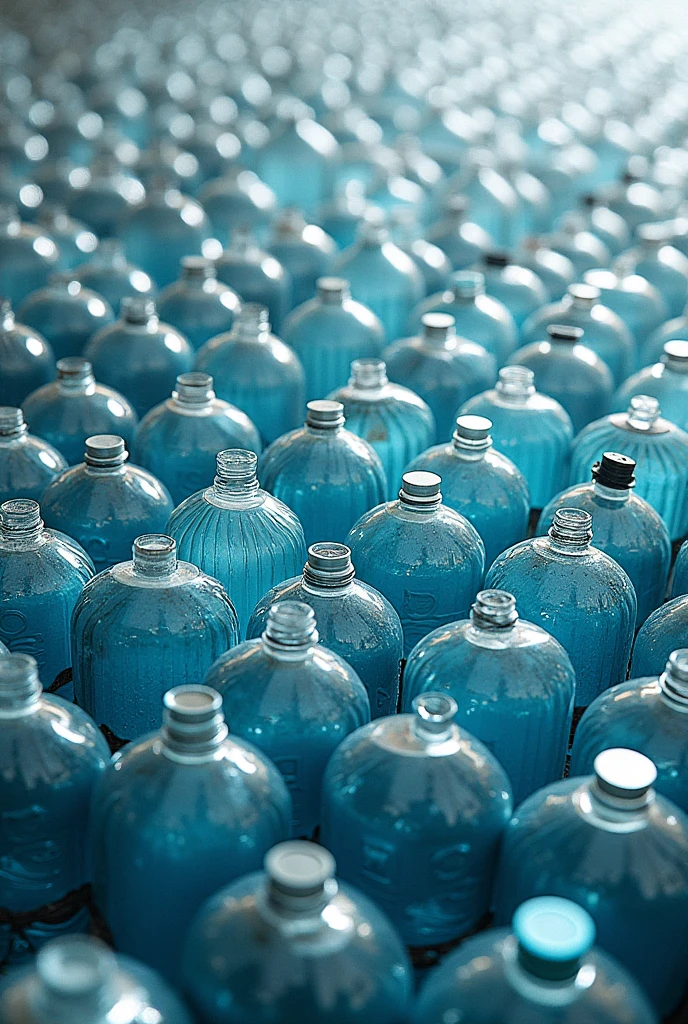 un schéma de recyclage de bouteilles d eau :
1 collecte 
2 rangement dans des cubes de grillage 
3 fabrication d île flottante 