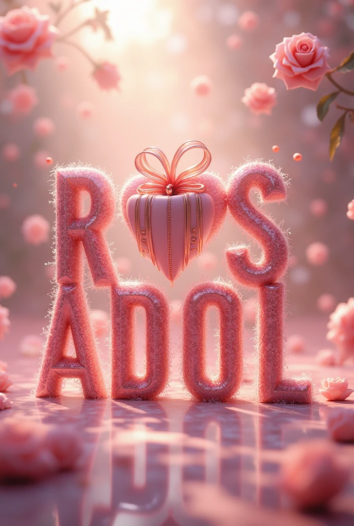 An image where the word is said "ROSADOL" VIRTUAL INVITATIONS in the word Rosadol fuciona a gift, A rose and a magic wand