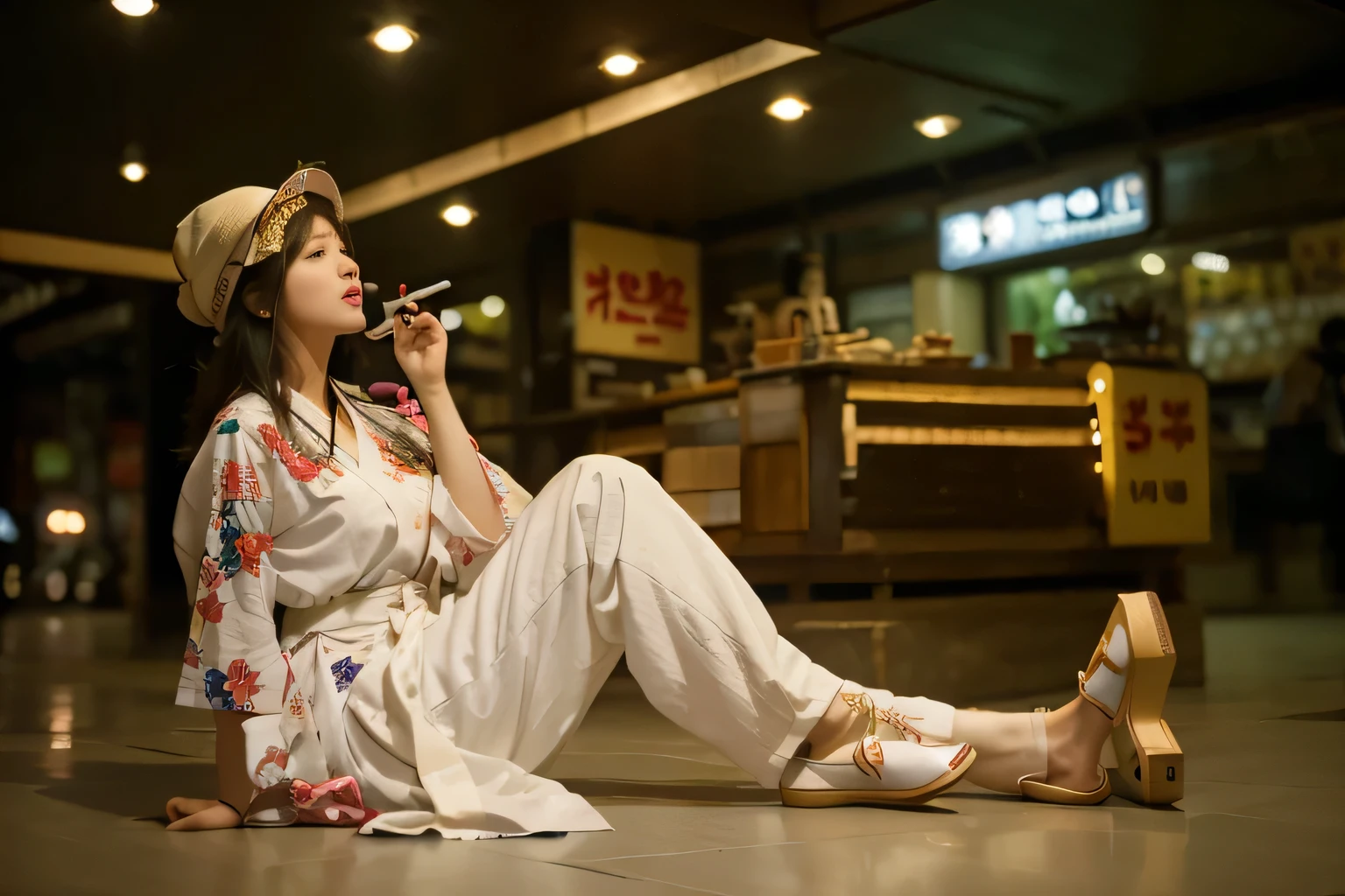 (Best quality, 8k, 32k, Masterpiece, UHD:1.2) "Transform the setting of the image into the bustling streets of Seoul, Korea. The scene should capture the vibrant energy of the city with its modern skyscrapers, crowded streets, and neon signs illuminating the surroundings. Include iconic elements like Korean street food stalls, colorful storefronts, and traditional hanok-style rooftops blending with contemporary architecture. The atmosphere should be dynamic and lively, reflecting the hustle and bustle of a major metropolis, yet with a uniquely Korean flavor in the details, such as Korean-language signs and cultural artifacts subtly integrated into the environment."