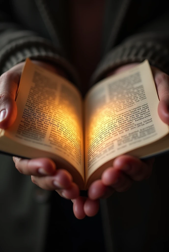 A close-up of a pair of hands holding an open Bible, highlighted, showing the text 'I can do all things through Christ who strengthens me,' with a warm light illuminating the page."