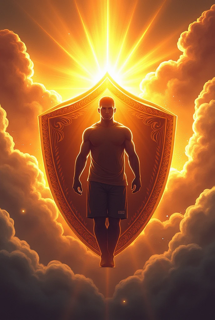 A sports shield with a golden sky theme
