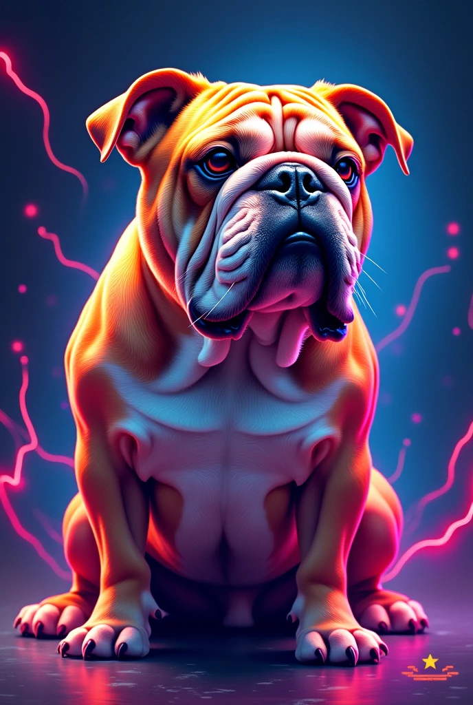 generate a picture English bulldog neon colora