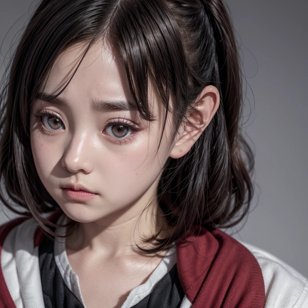 anime styling, Kanao Kimetsu no Yaiba, with slightly red cheeks she is shy