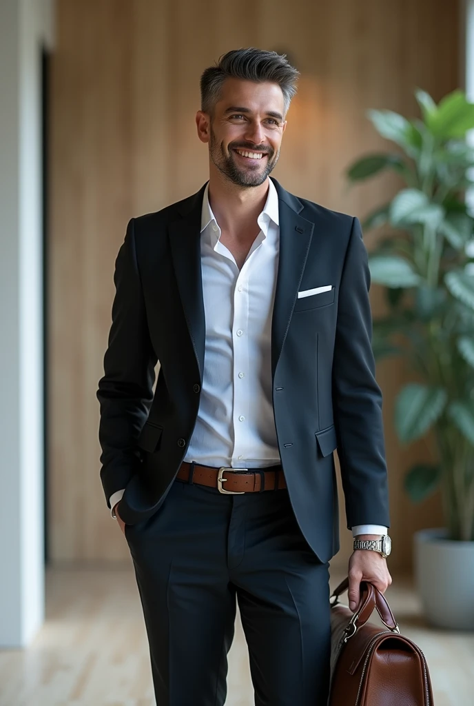 give me a picture of a businessman in a suit, attractive and receptive