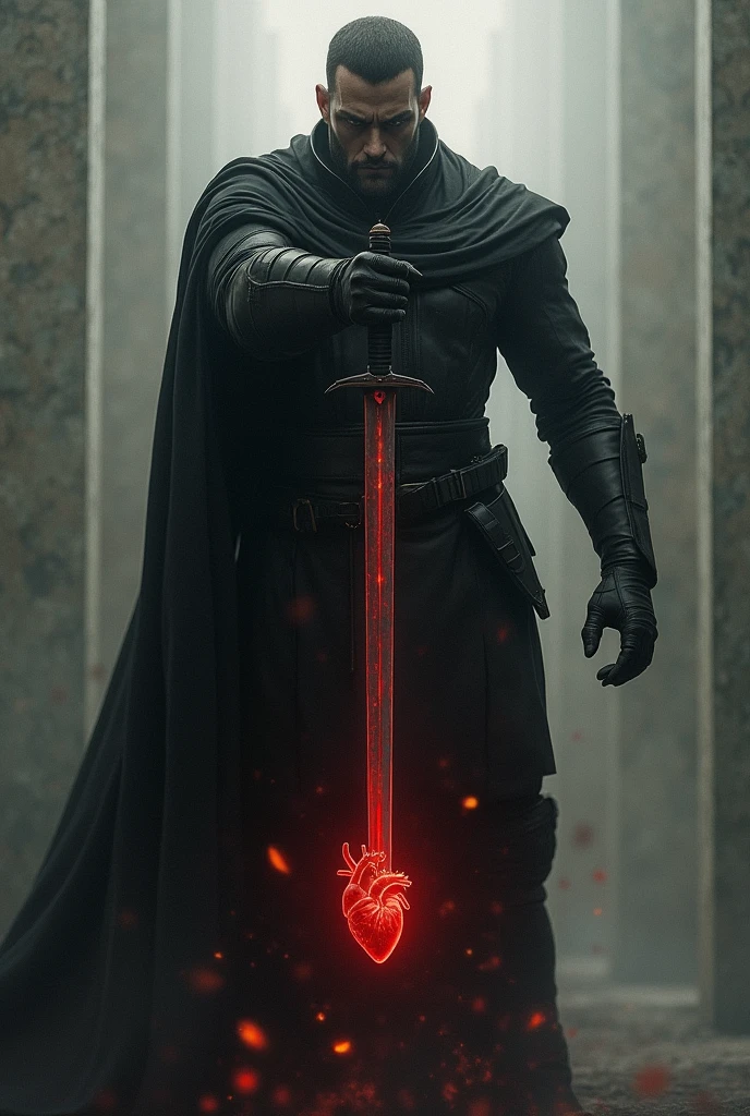 A blade pointed at a heart