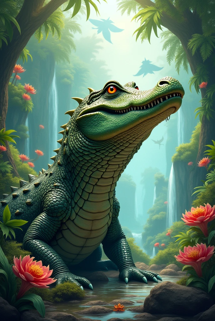 Dinotopia style painted crocodile