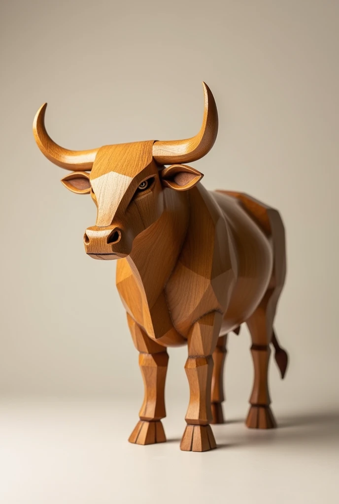 Generate an image of a bull wooden abstract craft sculpture