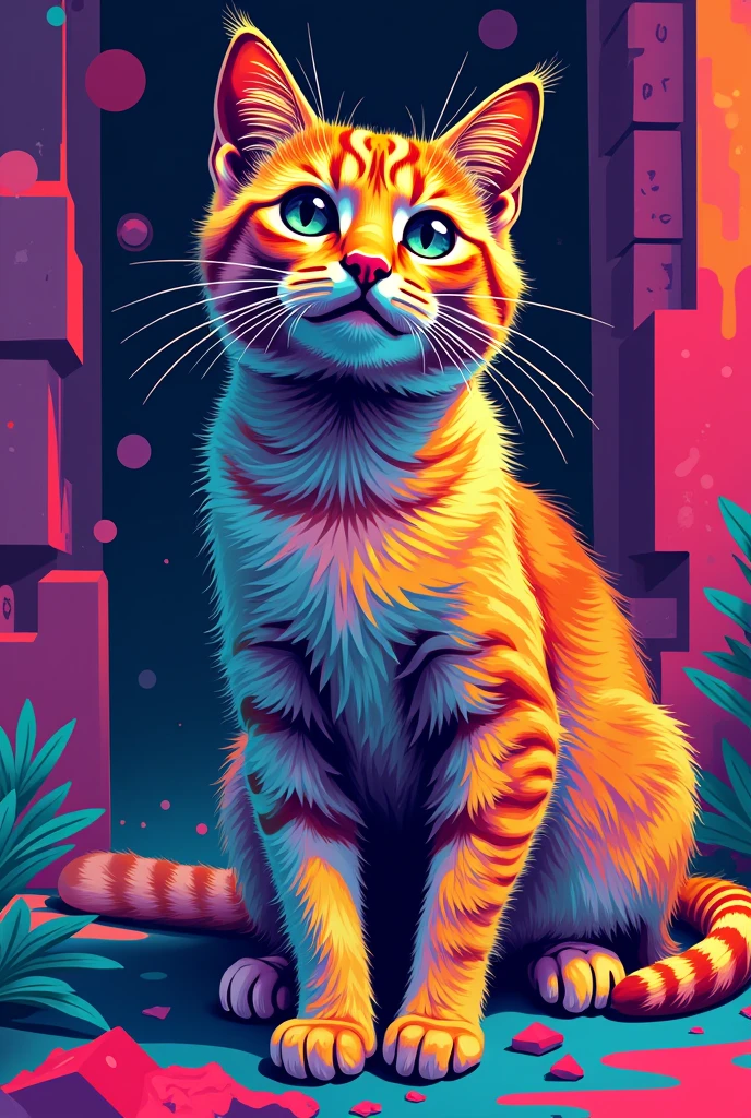 Colorful cat pop art