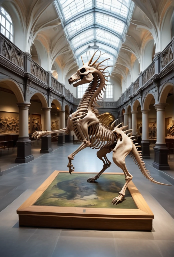Museum of Unnatural History, filled with skeleton of fantasy animals such as unicorn, dragons