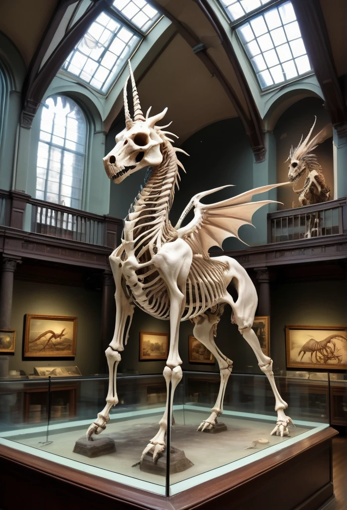Museum of Unnatural History, filled with skeleton of fantasy animals such as unicorn, dragons