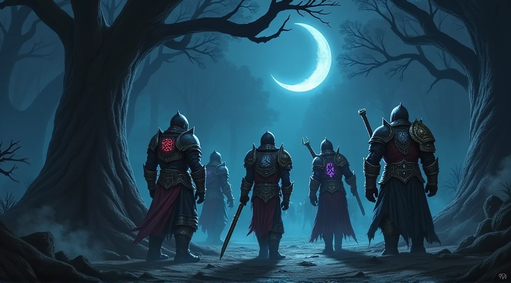 Prompt 1: The Battle Preparation (in the world of warcraft)
Description: A dark, mystical forest at night, illuminated by a crescent moon. In the foreground, several heavily armored warriors from the Horde guild "La Danse Macabre" in World of warcraft are preparing for battle. Their armor is ornate, with glowing runes etched into the metal, and they carry large, enchanted weapons. The background shows tall, ancient trees with twisted branches, their roots entwined with glowing magical energy. The scene is tense, with a sense of anticipation, as the warriors stand ready to face the coming fight. Shadows and mist swirl around their feet, adding to the mysterious and dangerous atmosphere.
Style: Cinematic, dark fantasy, highly detailed, and atmospheric.