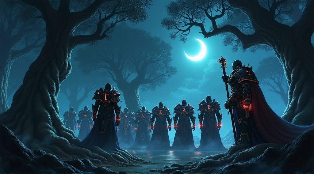 Prompt 1: The Battle Preparation (in the world of warcraft)
Description: A dark, mystical forest at night, illuminated by a crescent moon. In the foreground, several heavily armored warriors from the Horde guild "La Danse Macabre" in World of warcraft are preparing for battle. Their armor is ornate, with glowing runes etched into the metal, and they carry large, enchanted weapons. The background shows tall, ancient trees with twisted branches, their roots entwined with glowing magical energy. The scene is tense, with a sense of anticipation, as the warriors stand ready to face the coming fight. Shadows and mist swirl around their feet, adding to the mysterious and dangerous atmosphere.
Style: Cinematic, dark fantasy, highly detailed, and atmospheric.