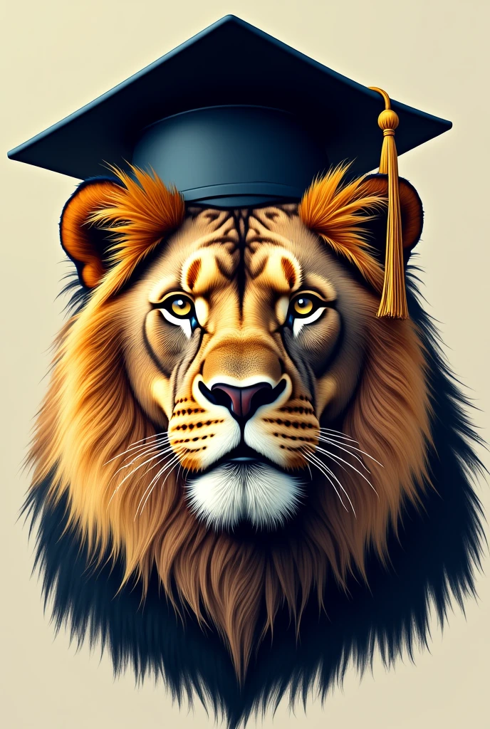 lion print with graduation hat 