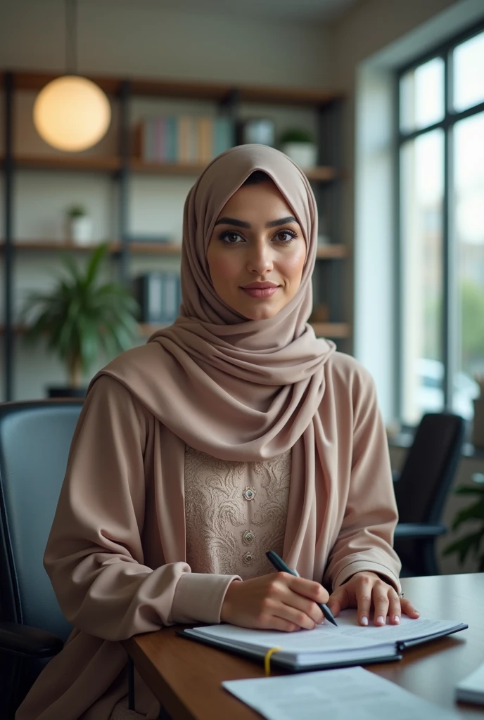 A beautiful fair skinned hijabi Pakistani girl secretary 26 years old with a perfect body in the office