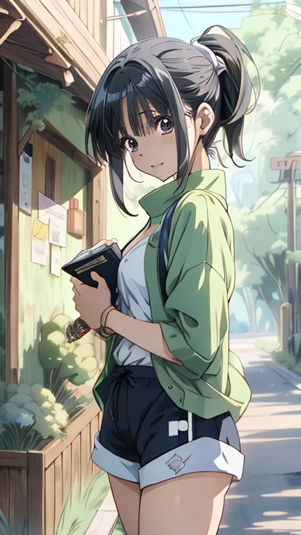 An anime girl wearing blue revealing micro underwear and holding a cross on the street, ponytail、I pulled my shorts down halfway.,Anime fantasy artwork, Detailed digital anime art, Lose Beautiful and detailed anime art, Detailed anime artwork, Advanced Digital Animation Art, Anime fantasy artwork, Popular on Art Station Pixiv, Flop Loss Draw, Fan Art Best Art Station