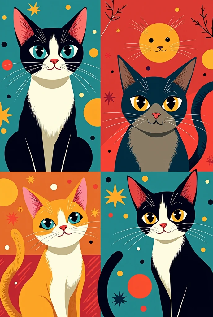 Pop art 4 cat images