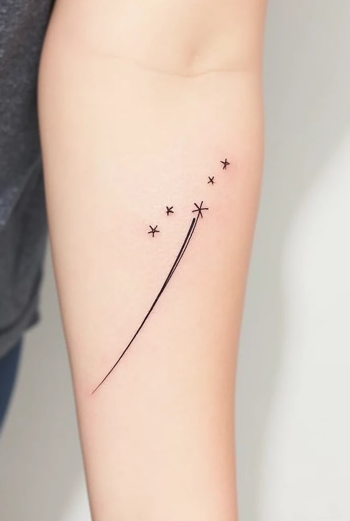 Minimalist tattoo idea inspired by a shooting star and three normal stars