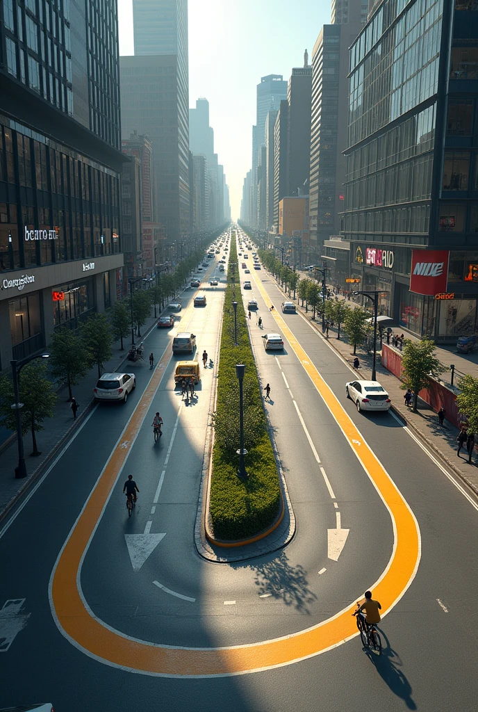 street in the shape of the Nike symbol 