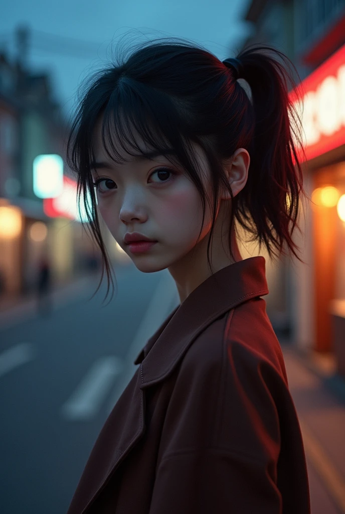 Highest quality、High resolution、Detailed Background、(Beautiful face in every detail:1.4)、Anatomically correct、(Normal number of fingers:1.2)、(Detailed facial expressions)、Detailed eyes、age beauty、(Highly detailed face:1.4)、ponytail、Bobcut、Perfect body line、Solitude and silence、An ennui atmosphere、Create unique moods and emotions、

At dusk, the street lights begin to glow dimly.、people々Little by little, I head home、The hustle and bustle of the city gradually subsides、Silence prevails、The cold winds are getting stronger、Feeling the cold、but、That feeling of loneliness is comfortable、It&#39;s as if I&#39;m adapting to the changing seasons、It&#39;s like sorting out your inner feelings.、

At night、The city begins to sparkle faintly、The street lights and store lights、Gently lighting up the entire city、孤独な散歩者が一peopleまた一peopleと現れ、Walking while casting a shadow、With a nostalgic feeling、An ennui atmosphereが漂う