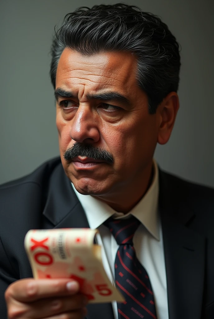 Maduro looking to the side for a bill