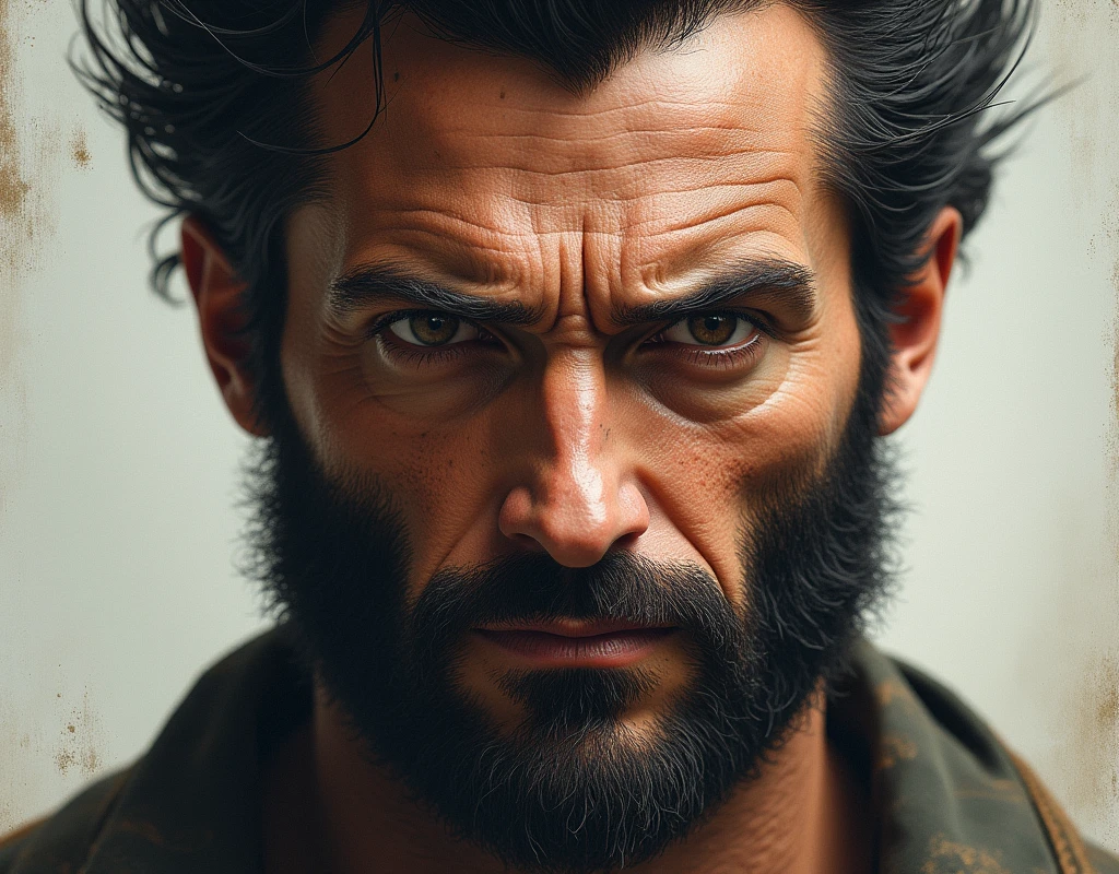 A realistic image with my face on Wolverine