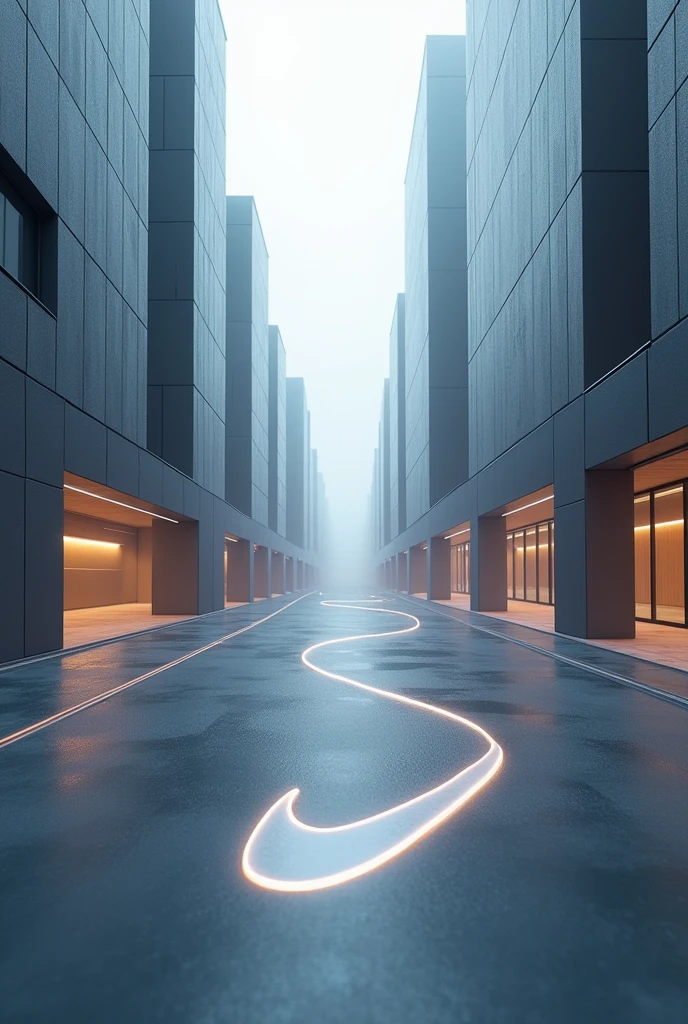 street in the shape of the minimalist Nike logo