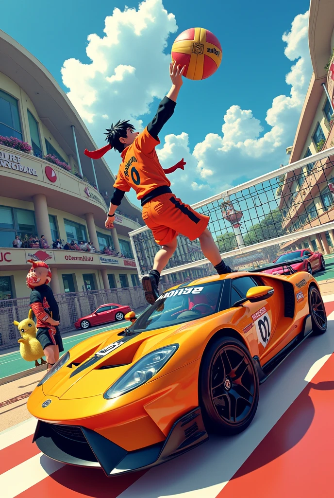 Image of volleyball combined with Hot wheels, Naruto, Pokémon; and Japanese cars, Americans, Germans, Argentines and Italians