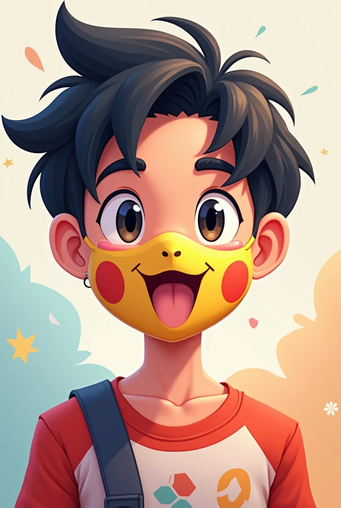 Image for tiktok profile with cartoon style male character with pokemon themed mask