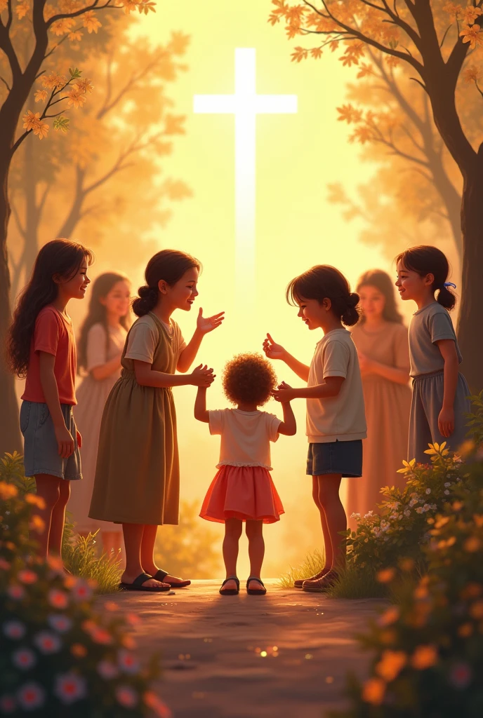 Create an image that represents faith, hope, charity for children 