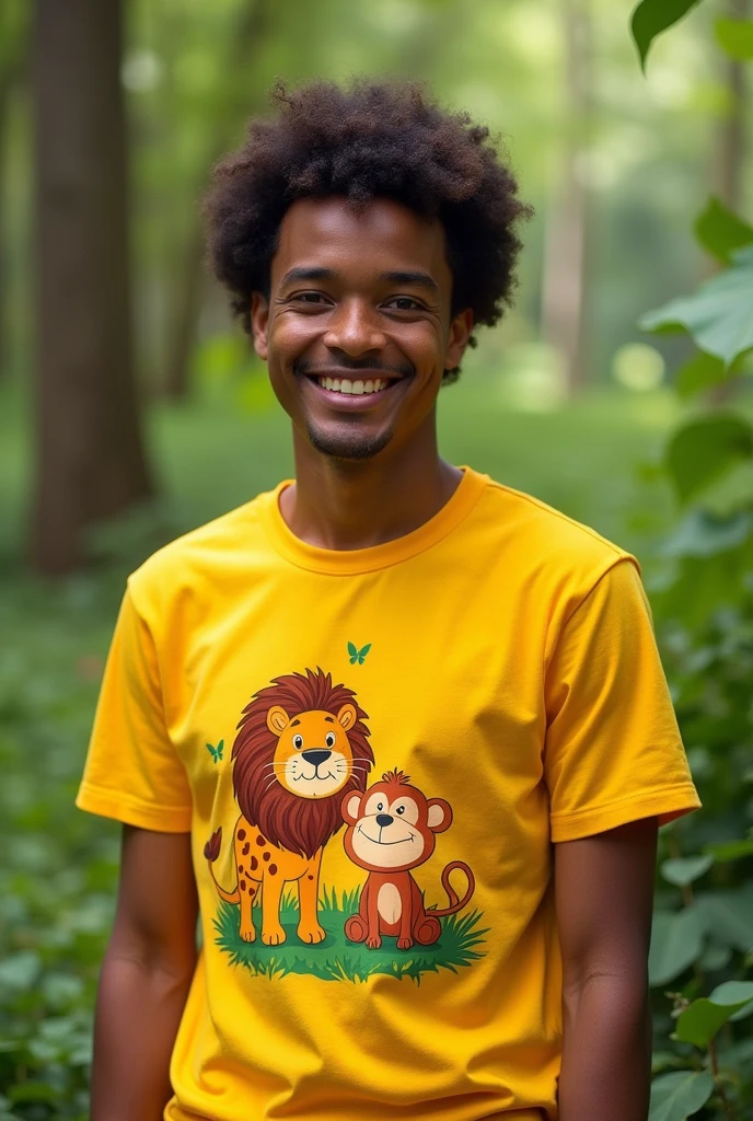 Yellow T-shirt with land animal design