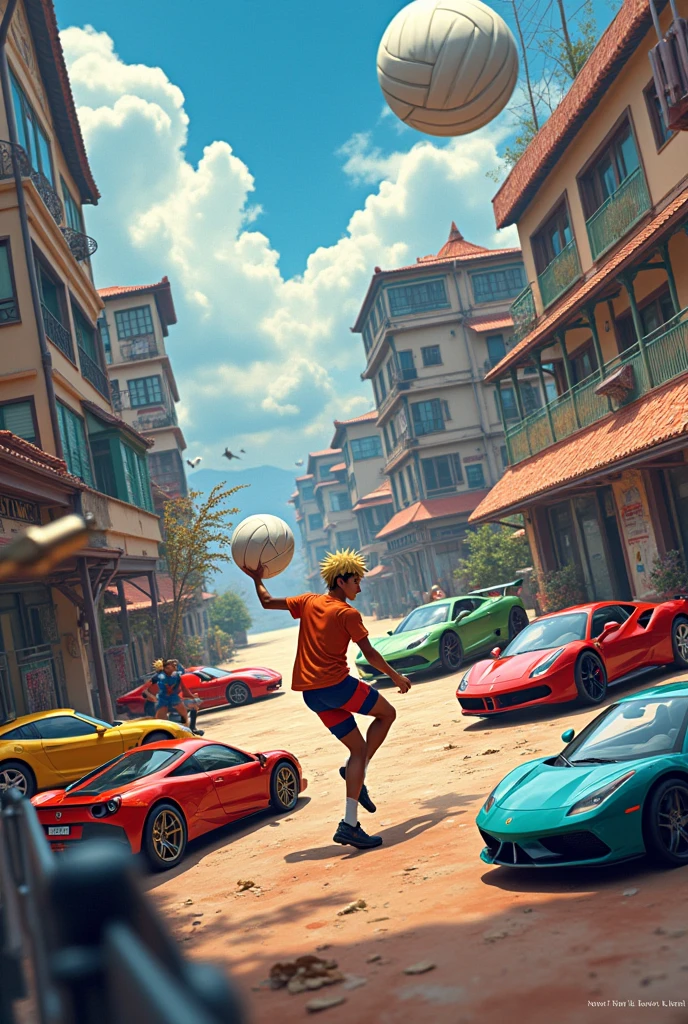 Image of volleyball combined with Hot wheels, Naruto, Pokémon; and Japanese cars, Americans, Germans, Argentines and Italians