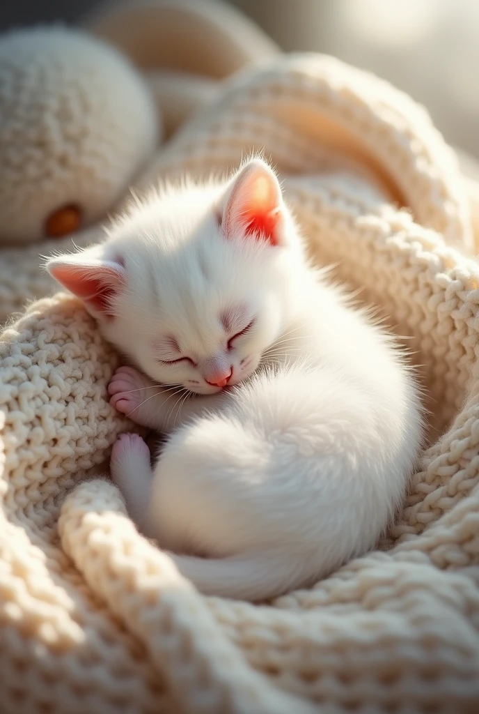 My white kitten sleeping