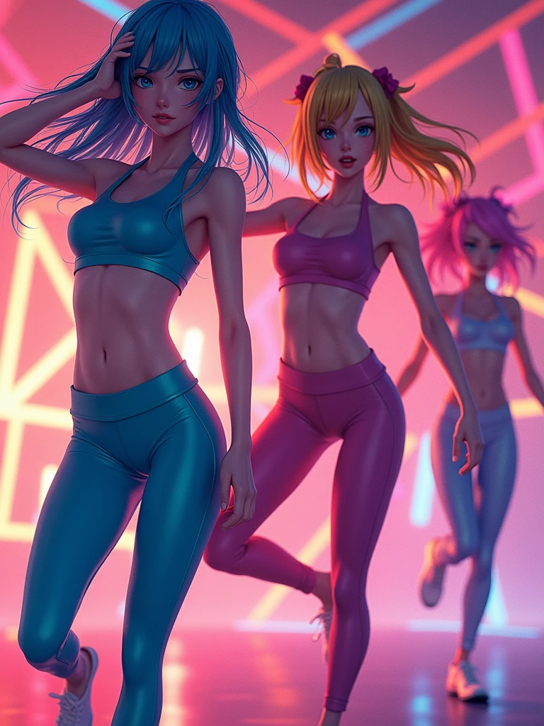 girls in leggins neon anime