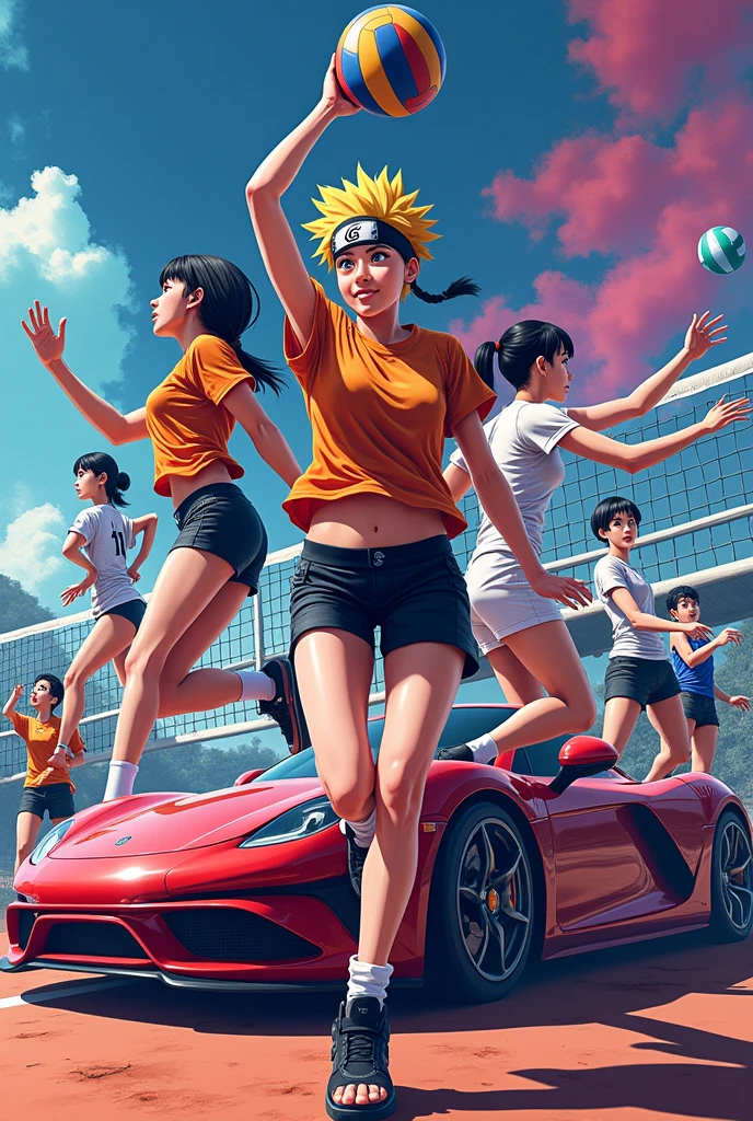 Image of volleyball combined with Hot wheels, Naruto, Pokémon; and Japanese cars, Americans, Germans, Argentines and Italians