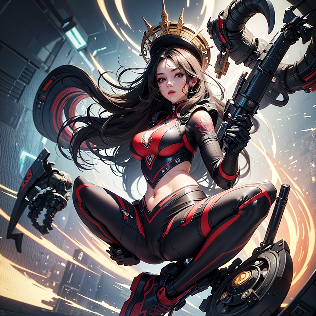 Little black and little white,Guardian of the Stars,Red hair double ponytail,Jinx, League of Legends character, seraphine ahri kda, star guardians, from league of legends, samira from league of legends, ahri, miss fortune league of legends, style league of legends, league of legends character art, kda, star guardian inspired
