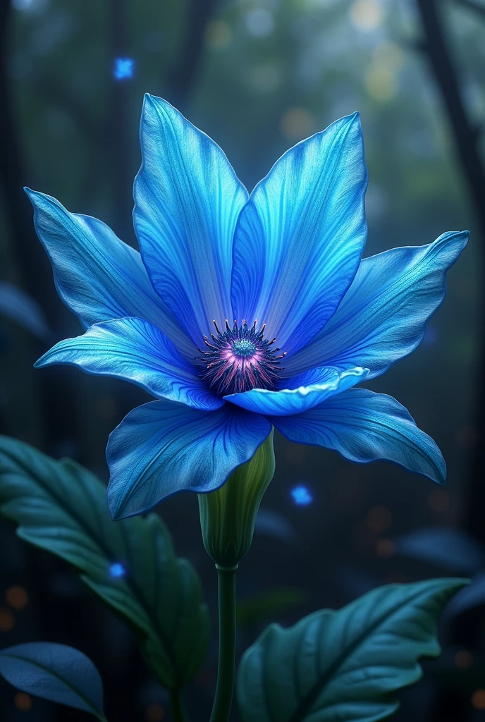 Alien flower with blue butterfly wing petals
