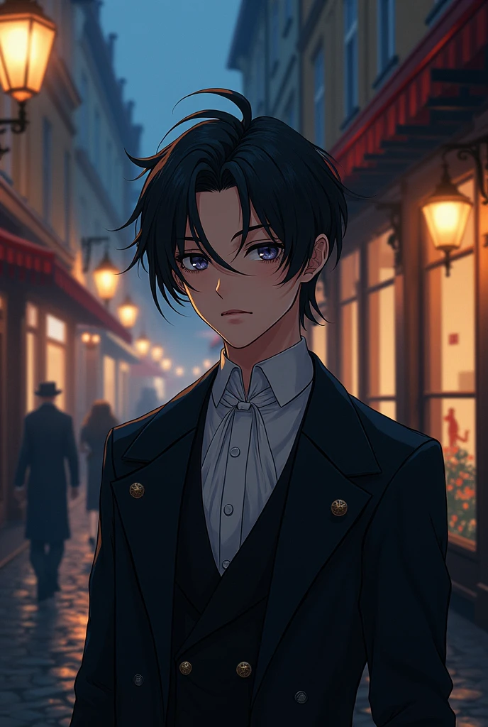 Anime man in the france 1890 night