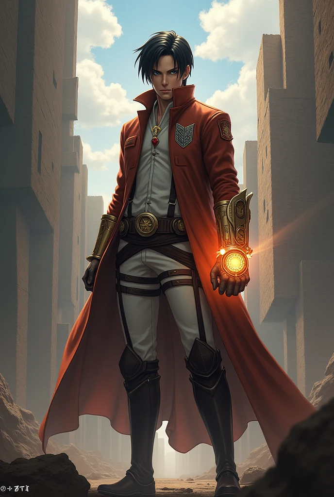 levi de attack on titan com a manopla do infinito