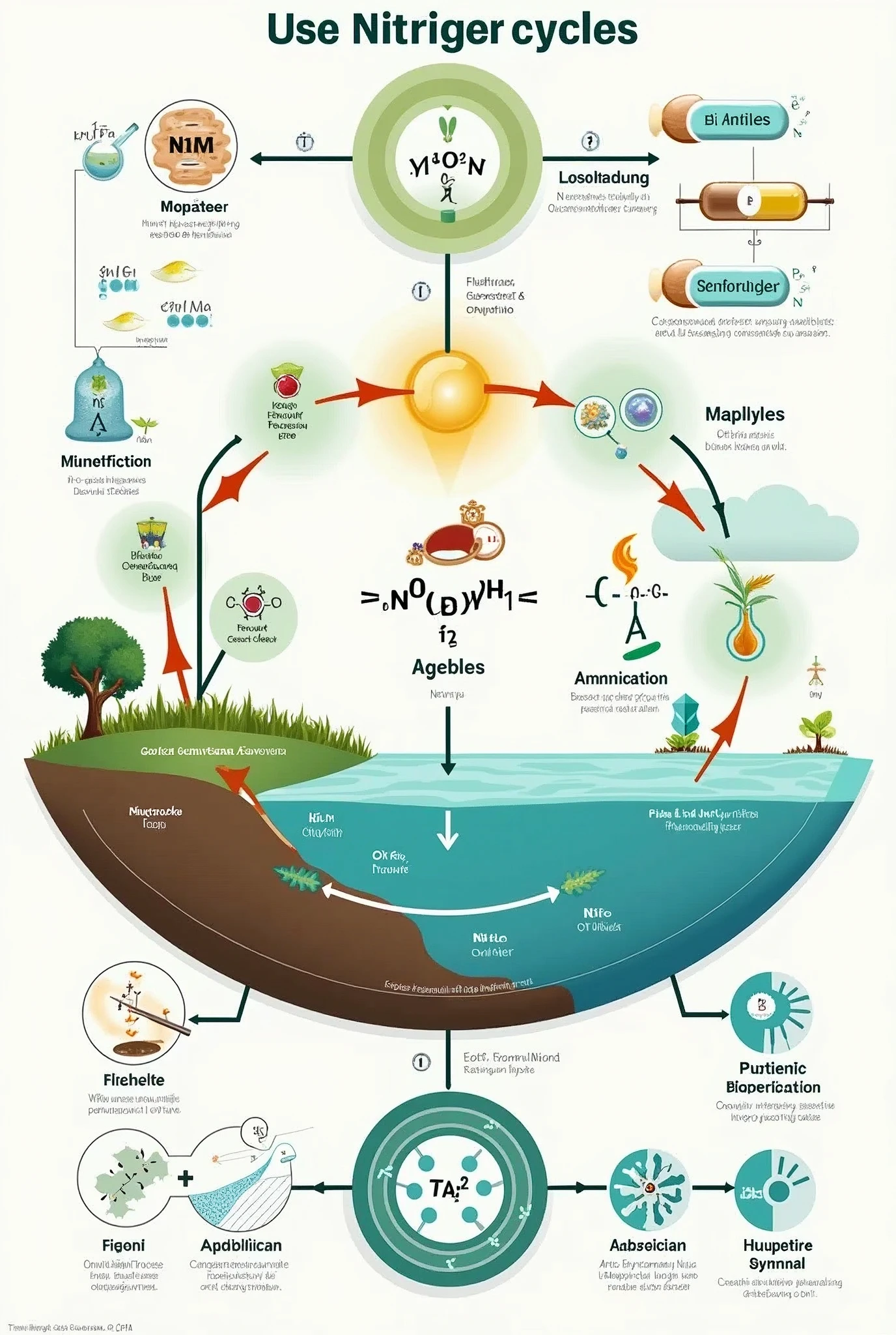 Denitrification and Complete Cycle, clear image for a great looking slide