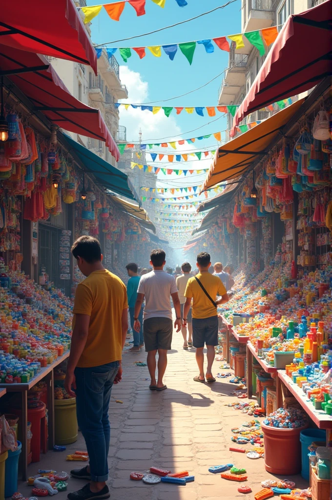 Plastics stand in market
