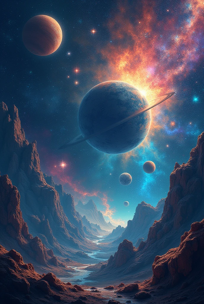 create images for pages and chapters of an ebook talking about cosmos, universe 

