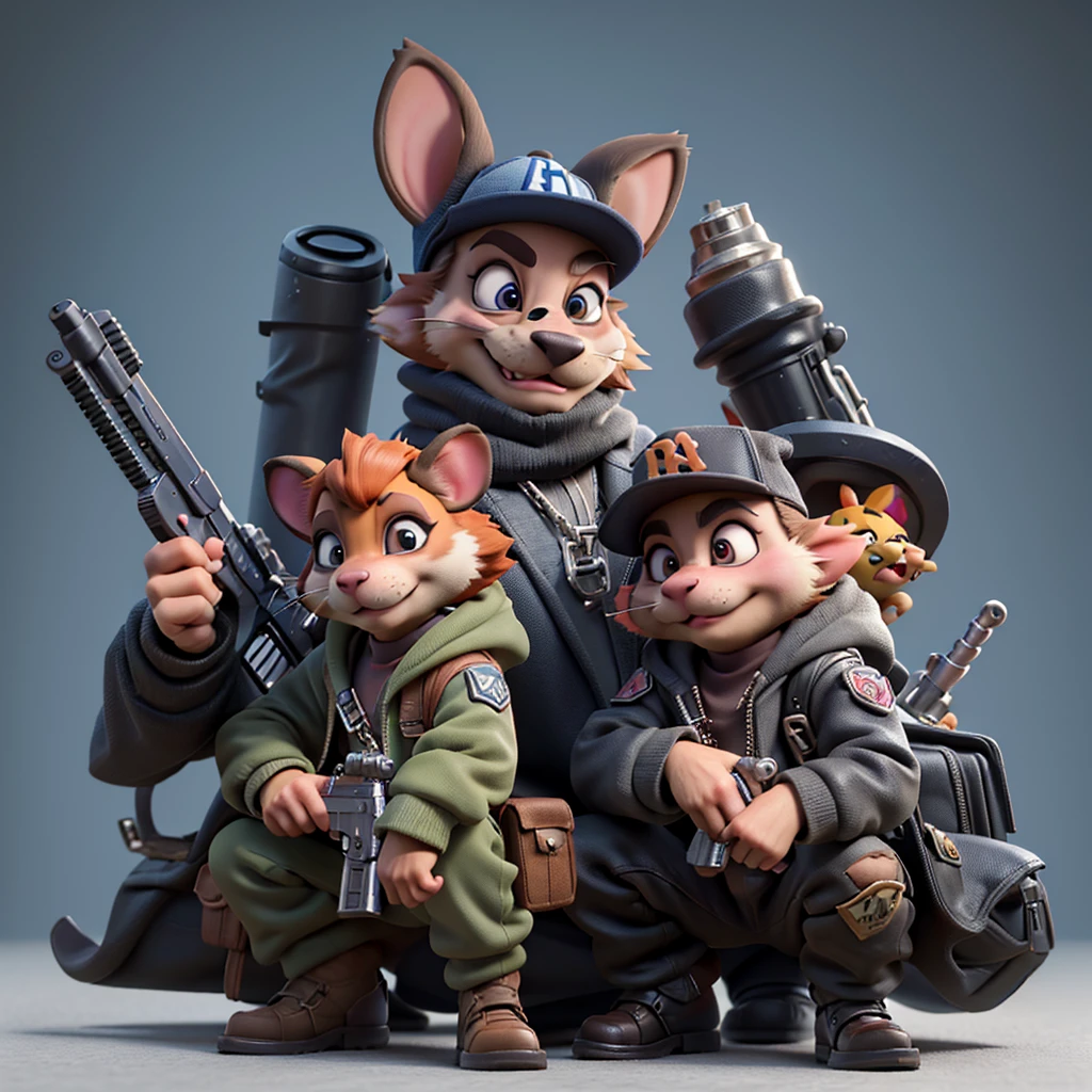 a close up of a cartoon character holding a gun, hamsters holding rifles, an anthropomorphic gangster rat, masterpice, anthropomorphic gangster rat, as a fortnite character, 3 d icon for mobile game, rabbt_character, antasy character, in style of zootopia, for hire 3d artist, toony, hamster
