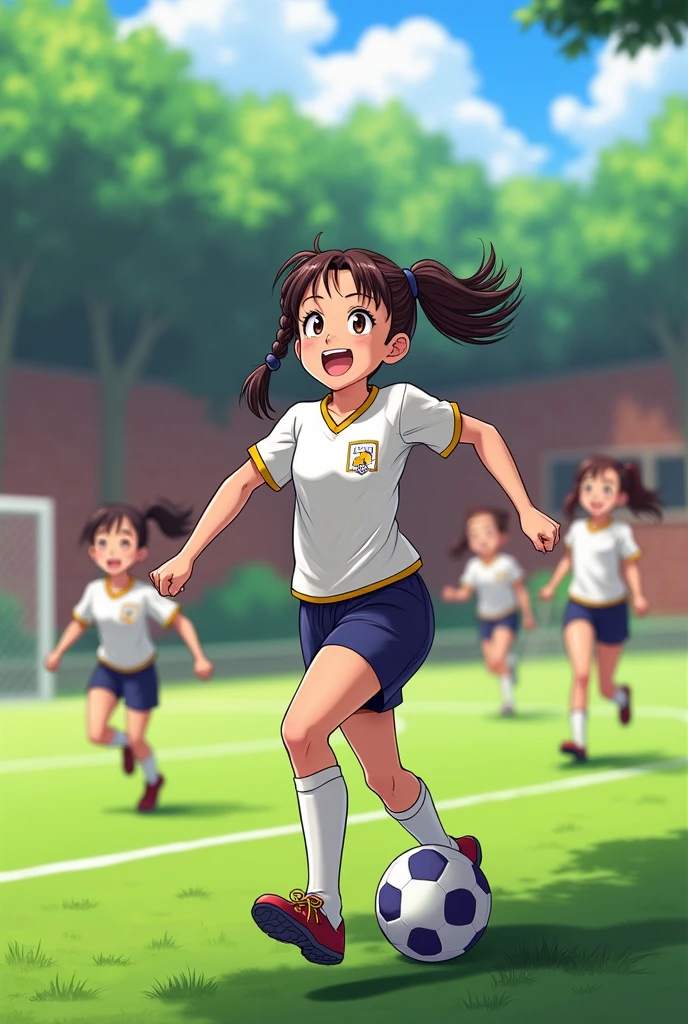 A group of girls from CAP school playing football