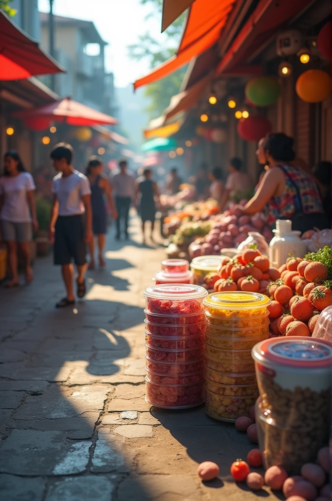 Disposable plastic stand in market