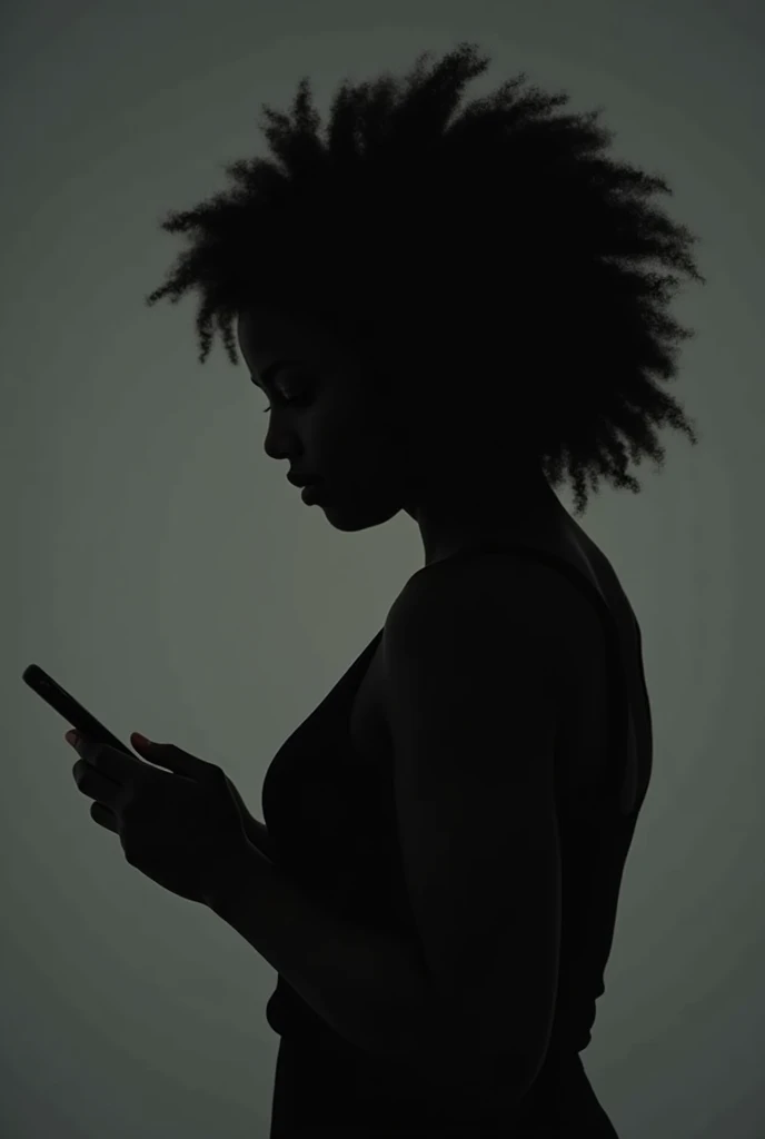 black woman with her back to the camera with a cell phone