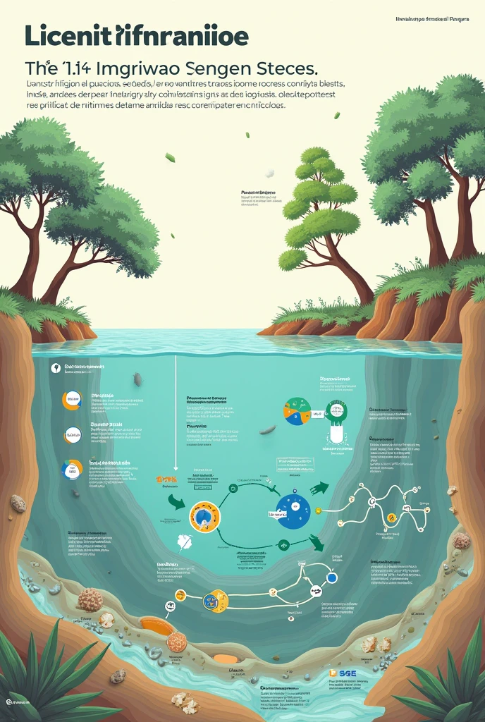 Denitrification and Complete Cycle,  clear image for a slide that looks great in Spanish