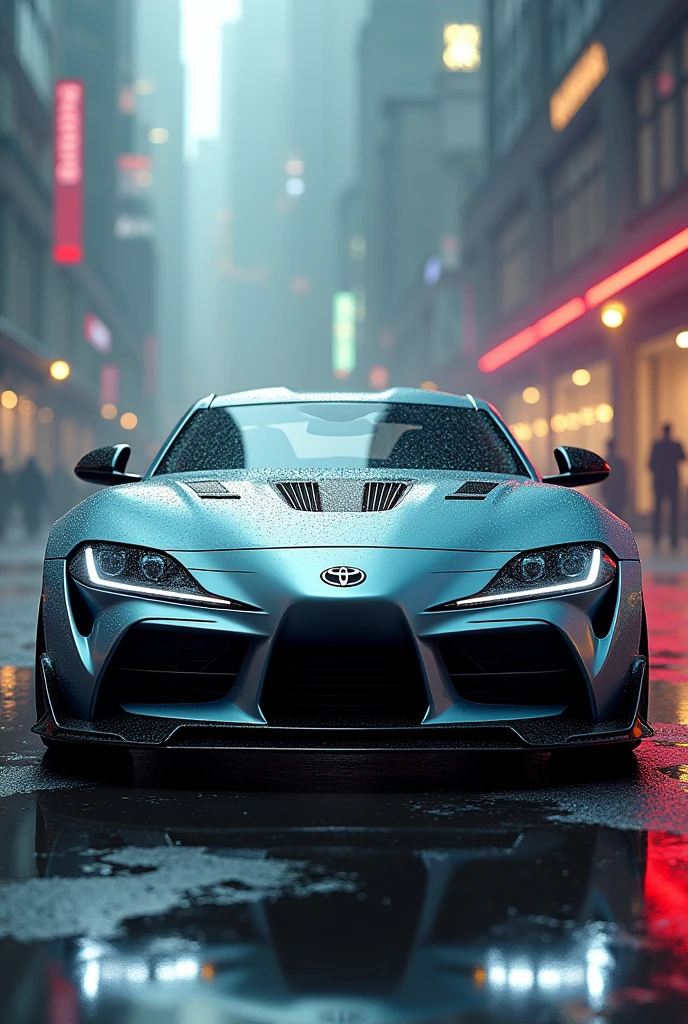 Images of a Toyota Supra mk4, porche 911 gt3 rs,  the only Doogee charging srt hellcat, Kawasaki ninja h2r and a BMW s1000r combined