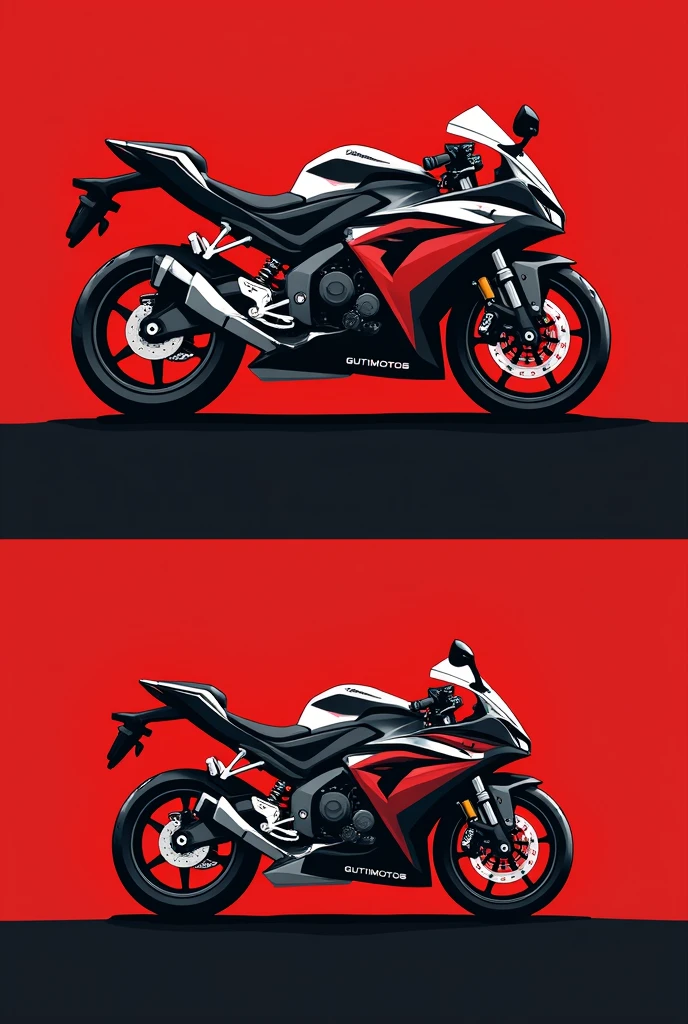 A motorcycle sales logo with the name GUTIMOTOS in red, black and white logo only